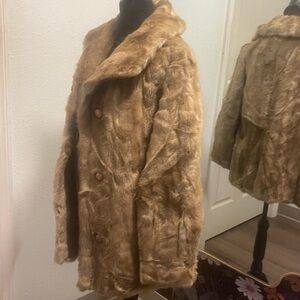 Women's Faux Fur Coat - Tan